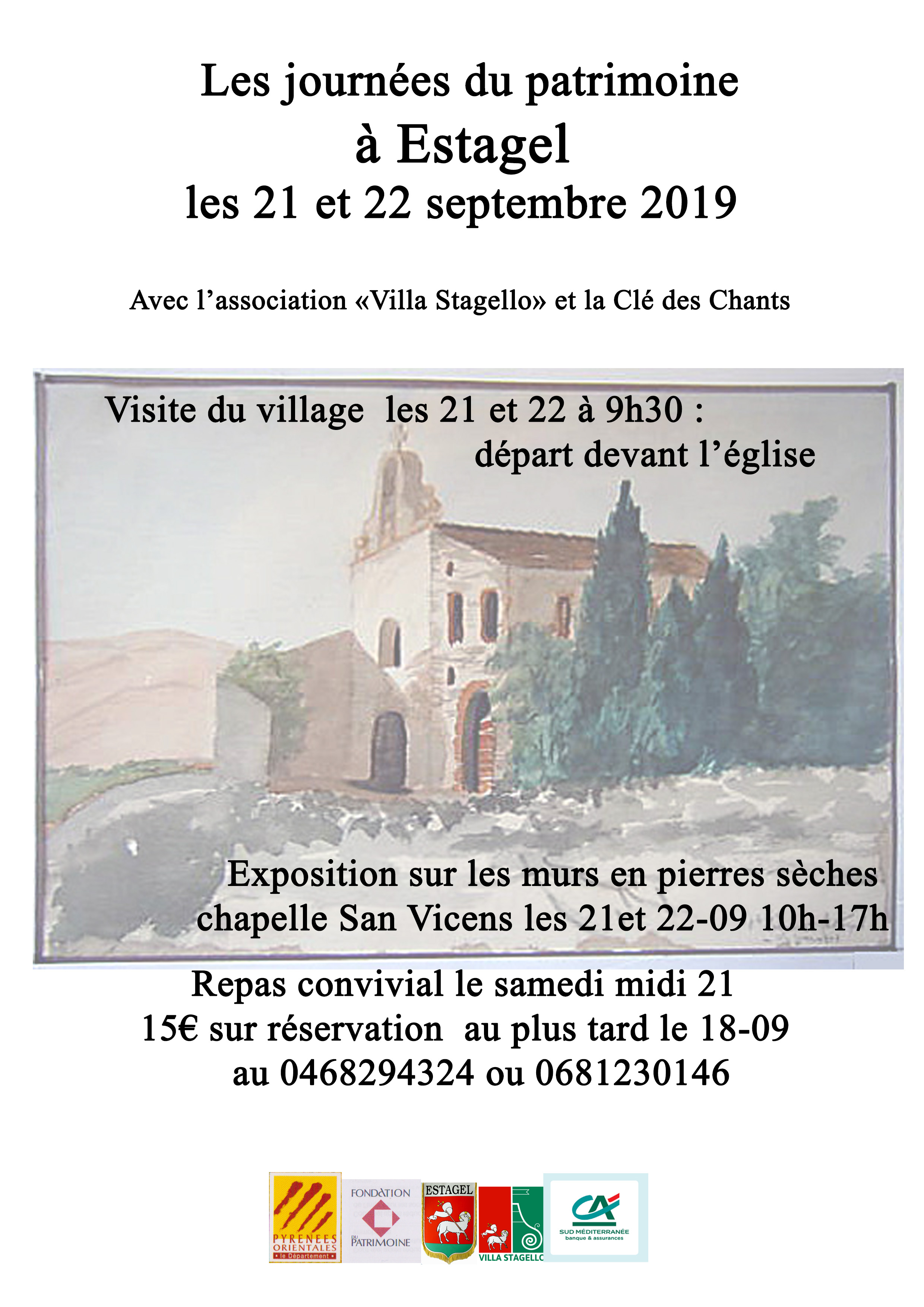 Les associations Villa Stagello et La Clé des Chants se regroupent pour organiser un repas convivial à l'aire San Vicens le 21 septembre 2019.
15€ réservation au plus tard le 18-09 au 0468294324 ou sur le site onglet contact